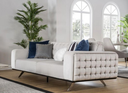 Luxus Wohnzimmer Sofa 2 Sitz Zweisitzer Weiß Couch Chesterfield Couchen Neu